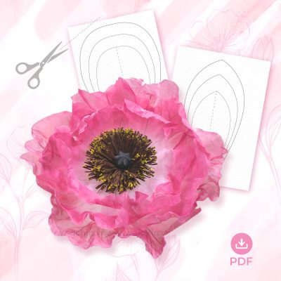 Giant Poppy Flower ( Organza) - Template & Tutorial