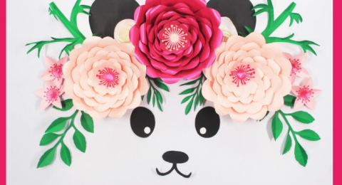 Flower Decoration Sets for Kids, DIY paper flower template, free giant flower template, panda-themed craft