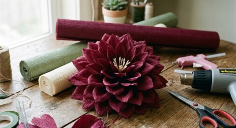 Advanced Giant flowers courses teaching techniques for large crepe paper dahlia.