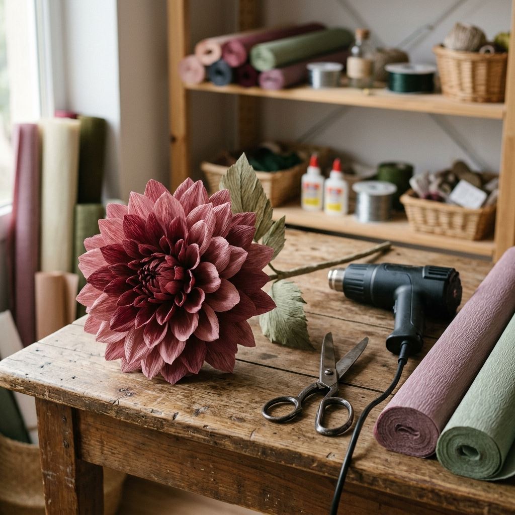 Learn to make giant paper flowers with expert guidance in Giant Flowers Courses