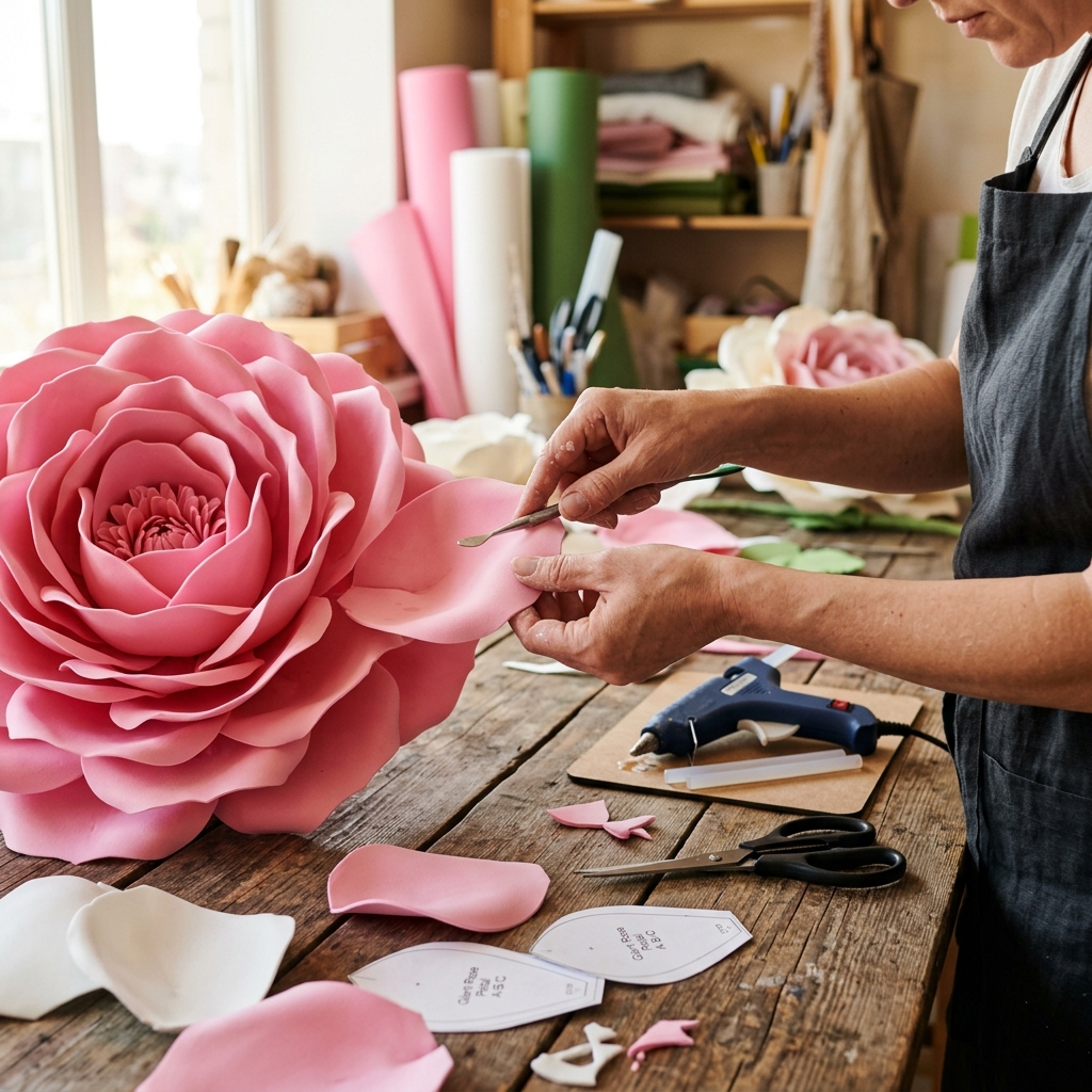 Crafting detail for Crafting Giant Foam Flowers: Your Ultimate DIY Guide