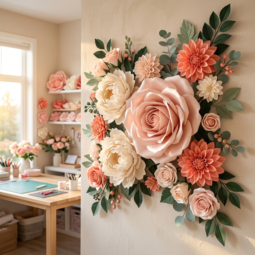 Completed display for Crafting Giant Foam Flowers: Your Ultimate DIY Guide