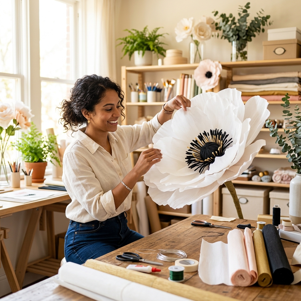 Featured image for Creating Giant Anemones from Paper: Dramatic Floral Decor