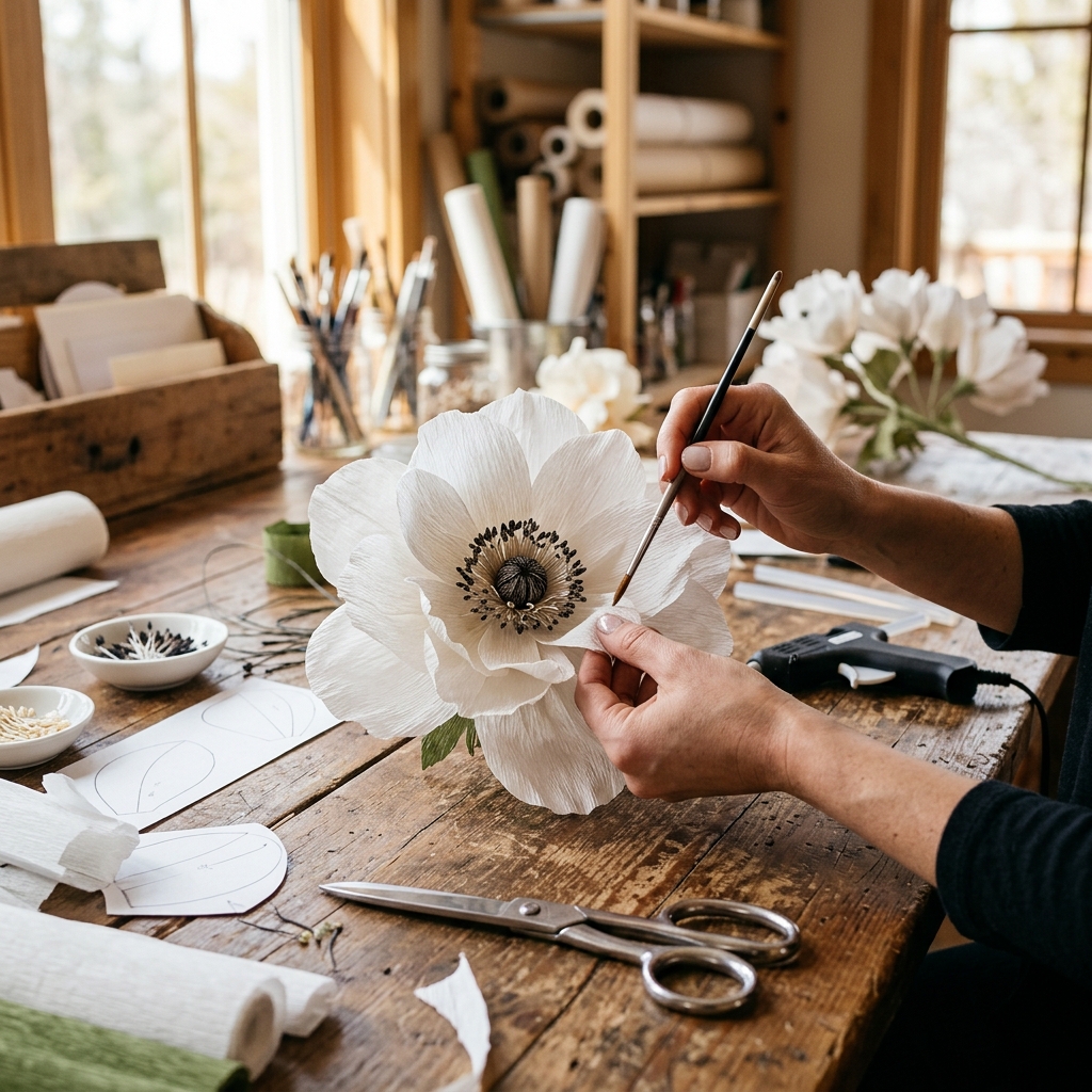 Crafting detail for Creating Giant Anemones from Paper: Dramatic Floral Decor