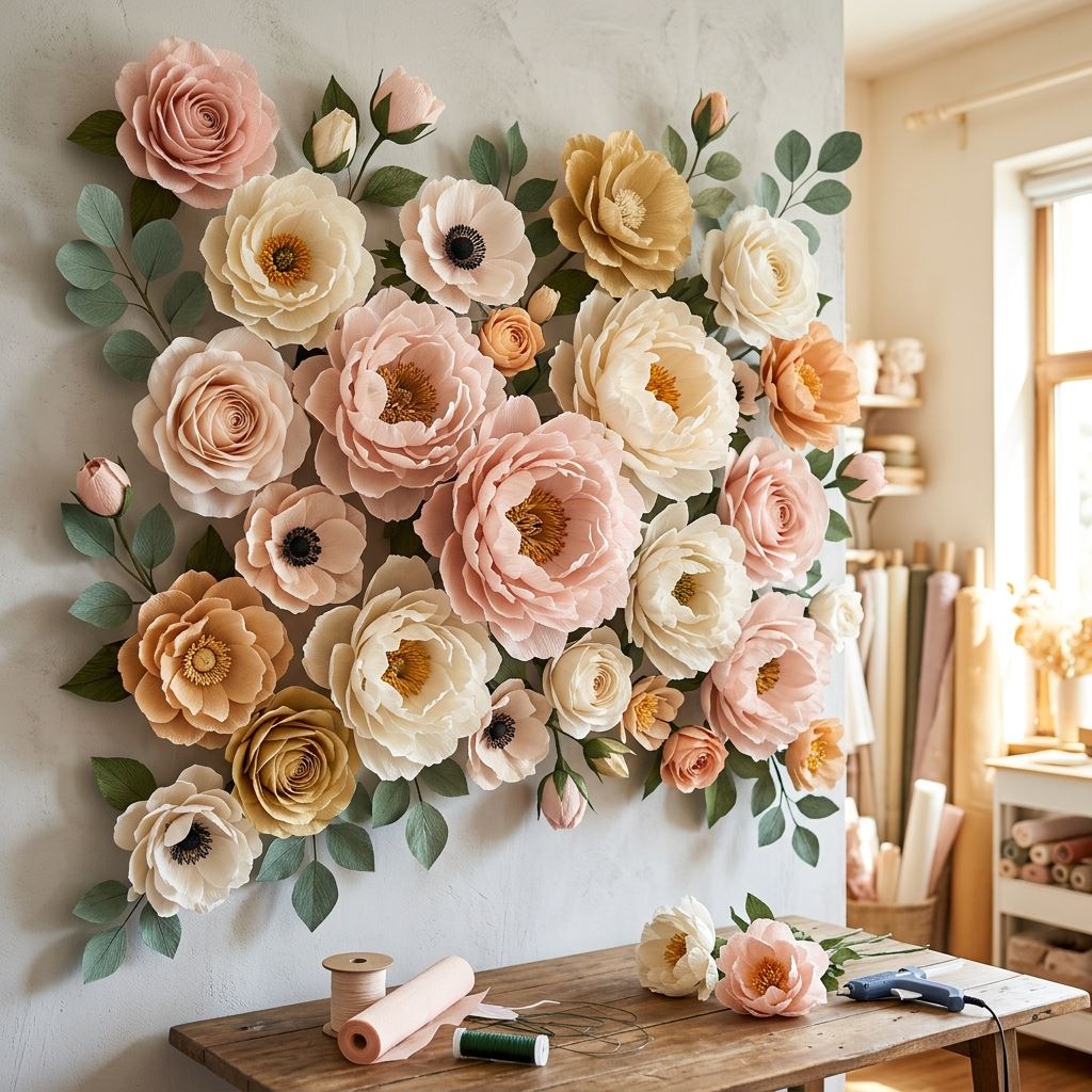 Completed display for Crepe Paper Giant Flowers: The Softest Petal Technique