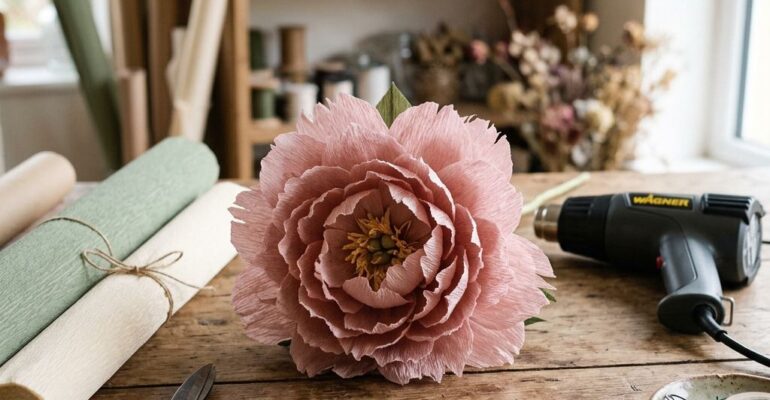 Handmade giant crepe paper peony from Giant Flowers Courses