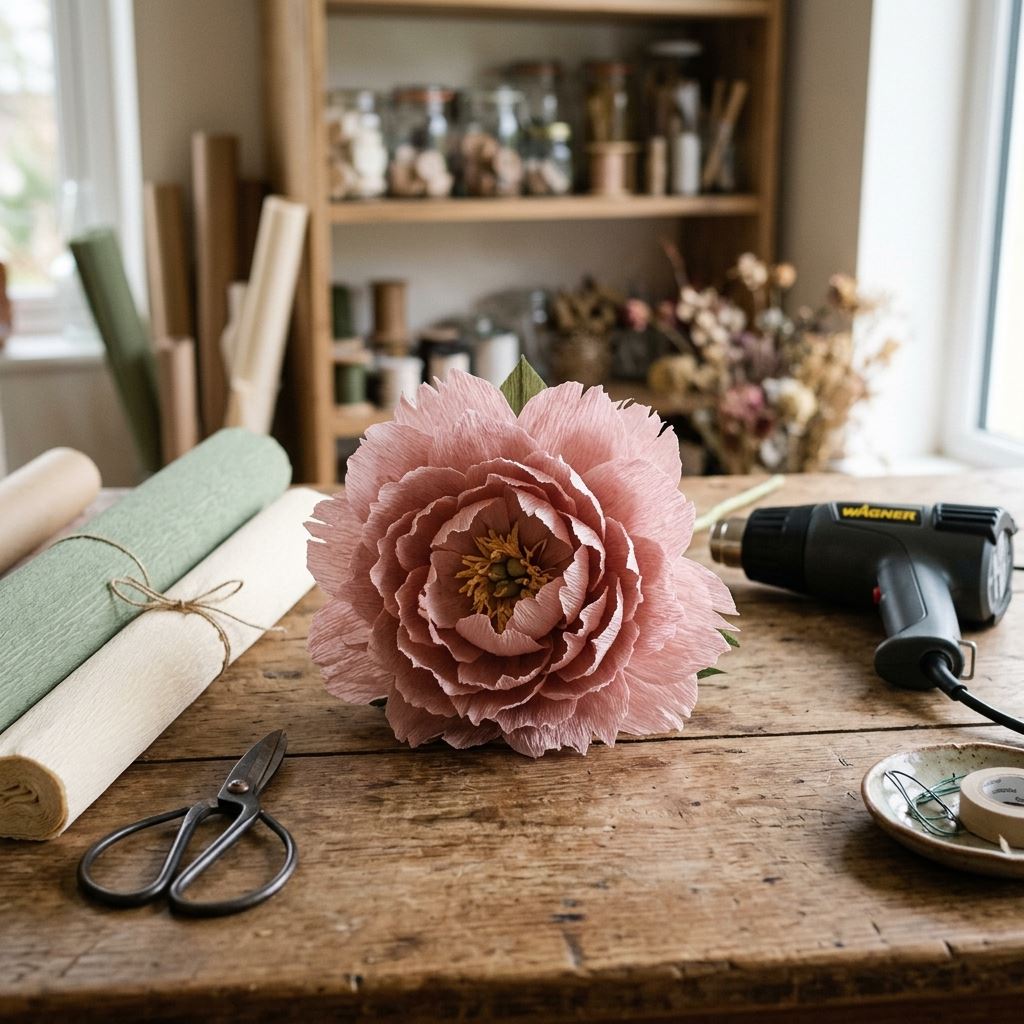 Handmade giant crepe paper peony from Giant Flowers Courses