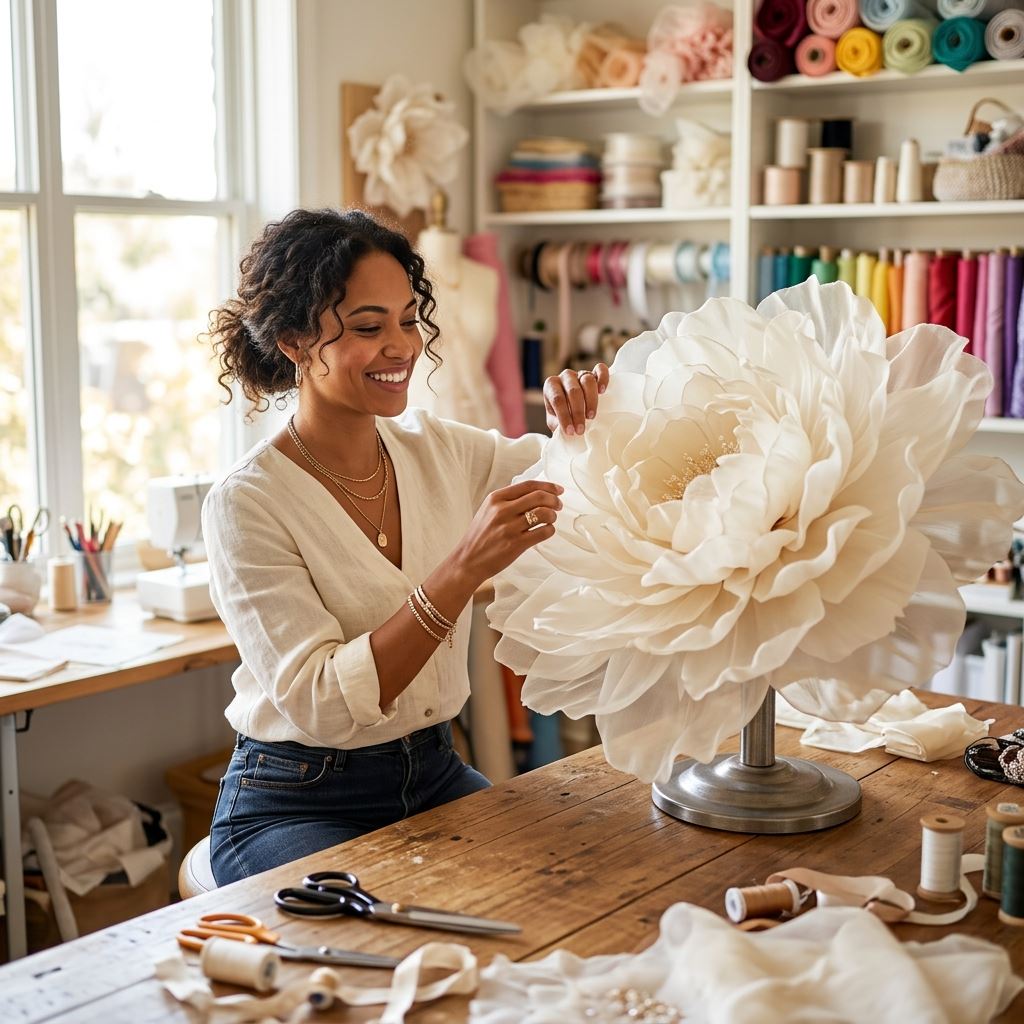 Featured image for Elite Giant Organza Flower Tutorials: The Fabric Trend