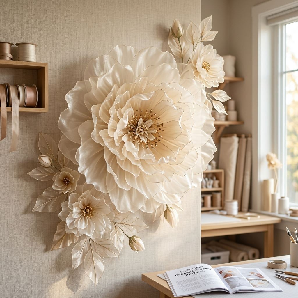 Completed display for Elite Giant Organza Flower Tutorials: The Fabric Trend