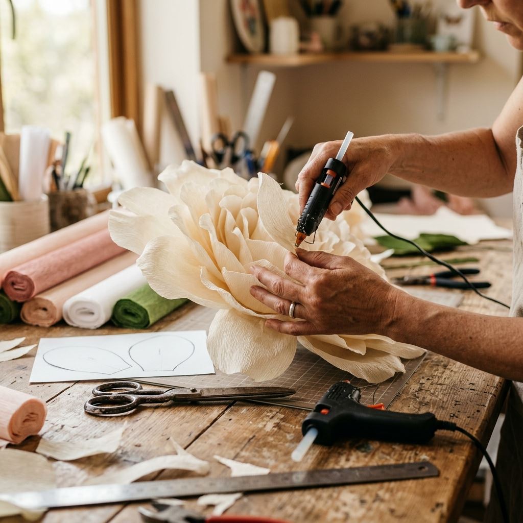 Crafting detail for Essential Tools for Giant Paper Flower Making: A Beginner’s List