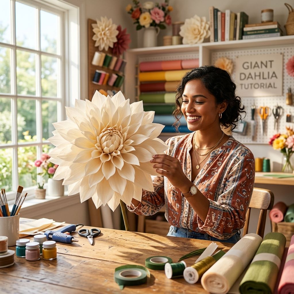 Featured image for Giant Dahlia Paper Flower Tutorial: Master the Spiky Bloom
