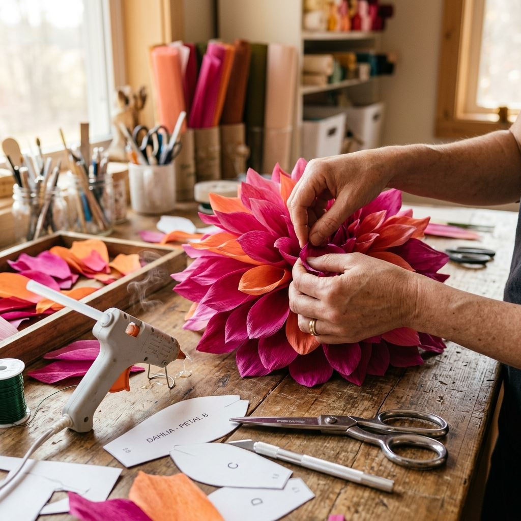 Crafting detail for Giant Dahlia Paper Flower Tutorial: Master the Spiky Bloom
