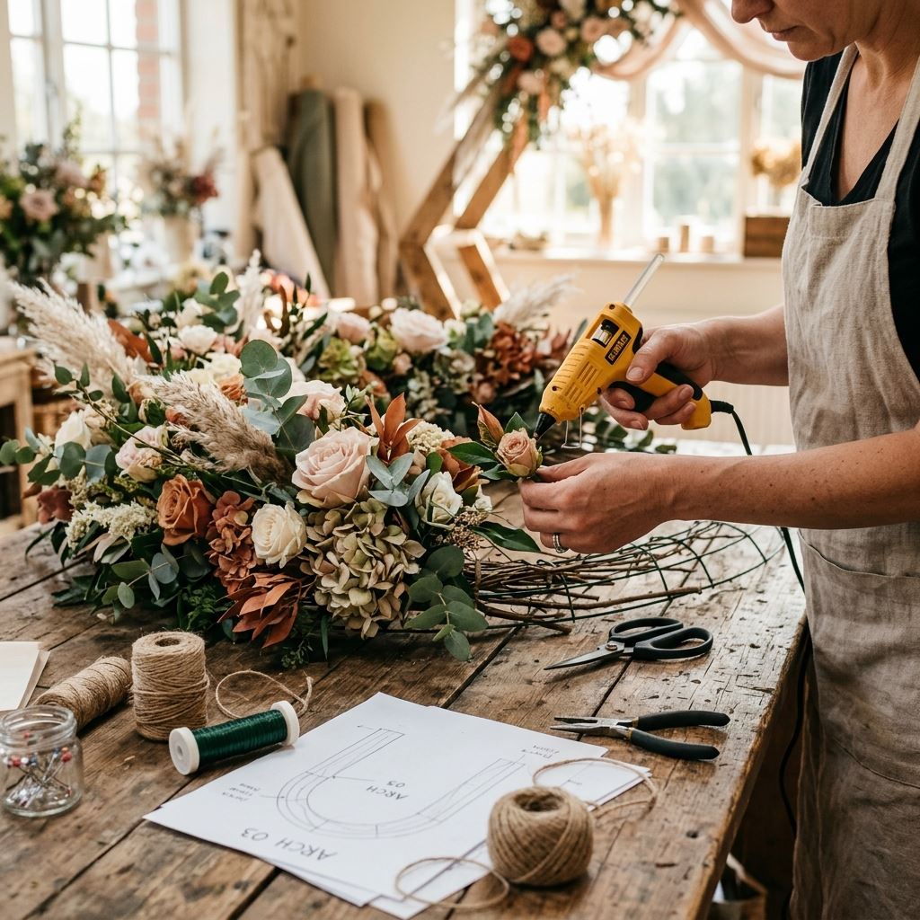 Crafting detail for Giant Floral Arches for Wedding Backdrops: Design Tips