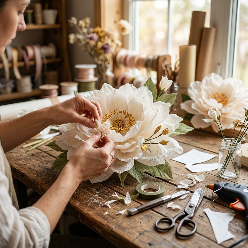 Crafting detail for Giant Flower Centerpiece Ideas: Towering Table Art
