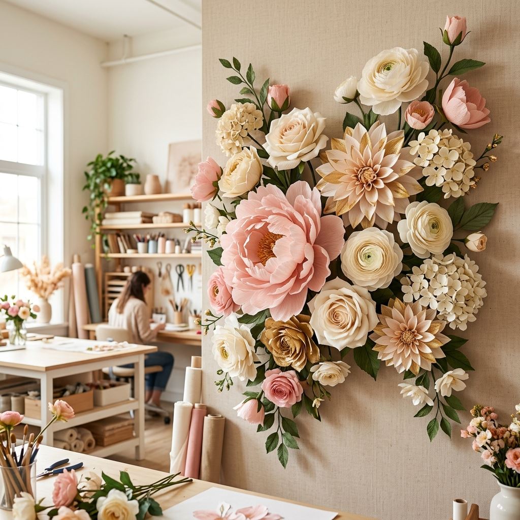 Completed display for Giant Flower Centerpiece Ideas: Towering Table Art