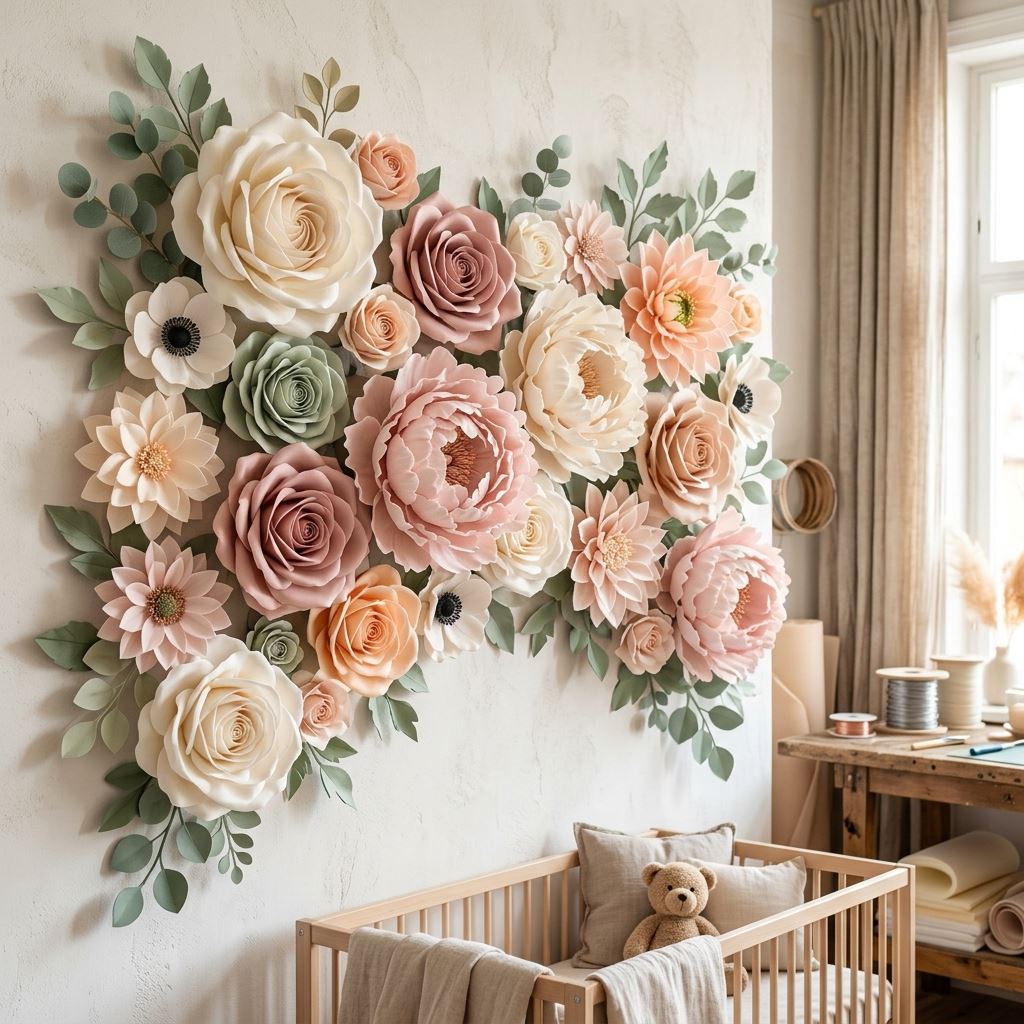 Completed display for Giant Foam Flower Templates for Waterproof Decor