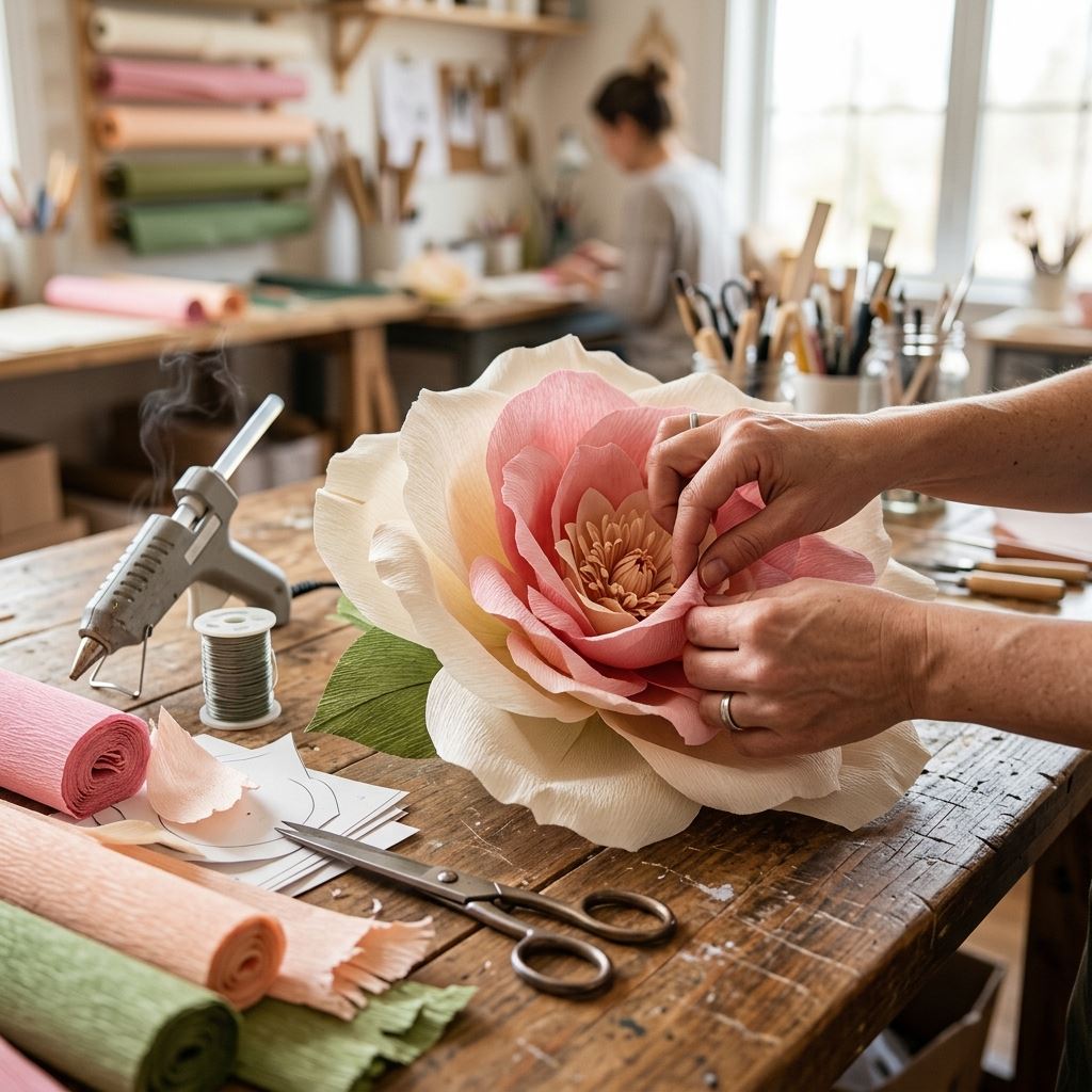 Crafting detail for Giant Paper Flower Business: From Hobby to Six Figures