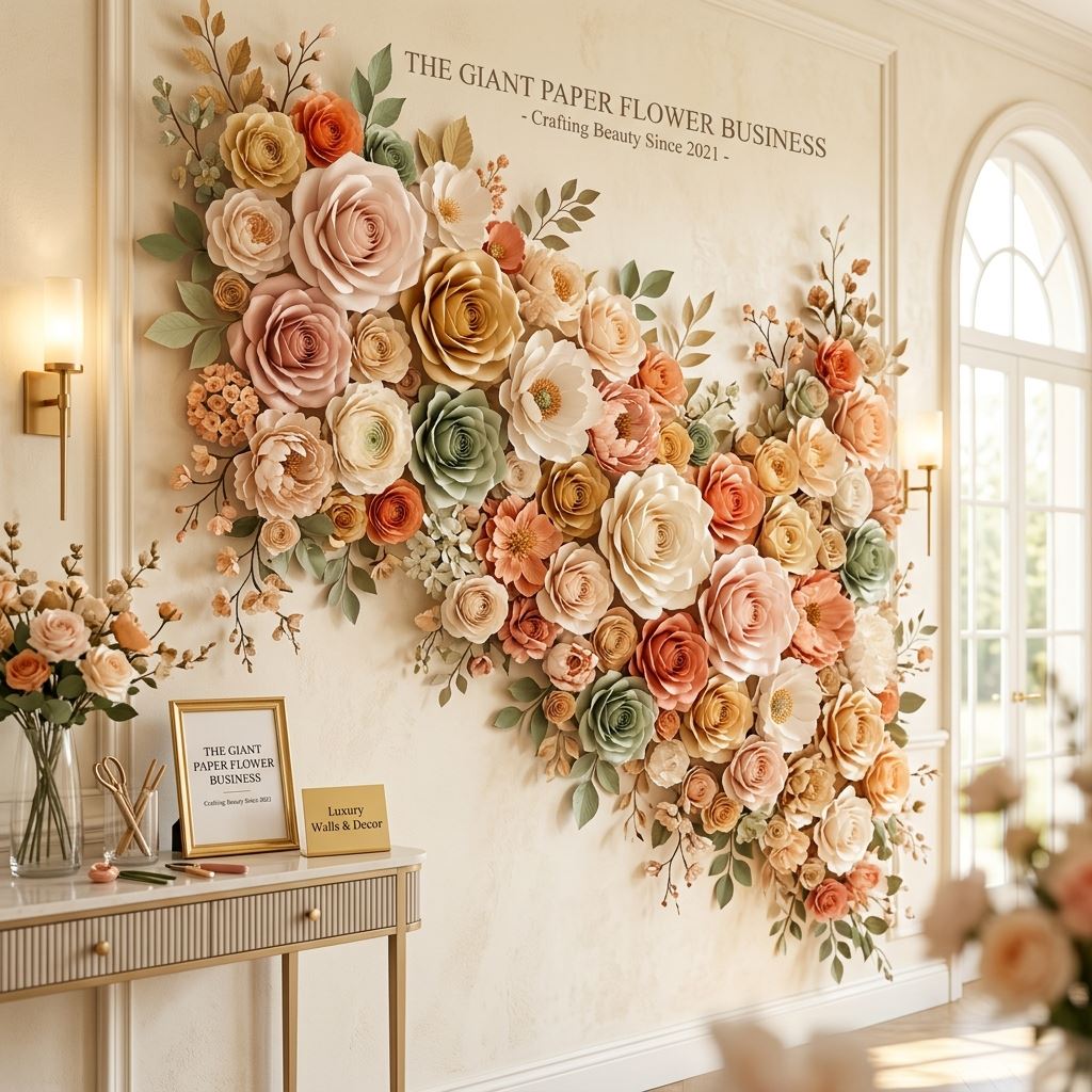 Completed display for Giant Paper Flower Business: From Hobby to Six Figures