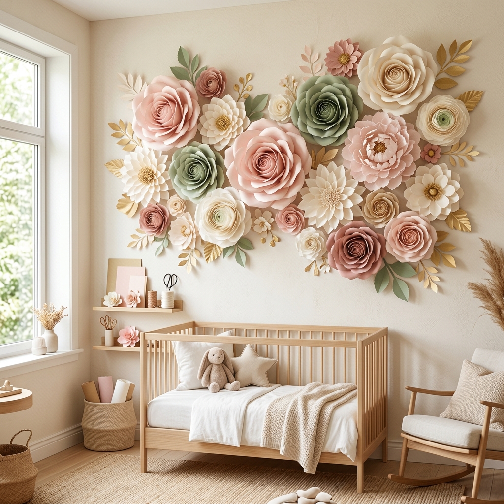 Completed display for Giant Paper Flower Templates PDF: Craft Stunning Blooms