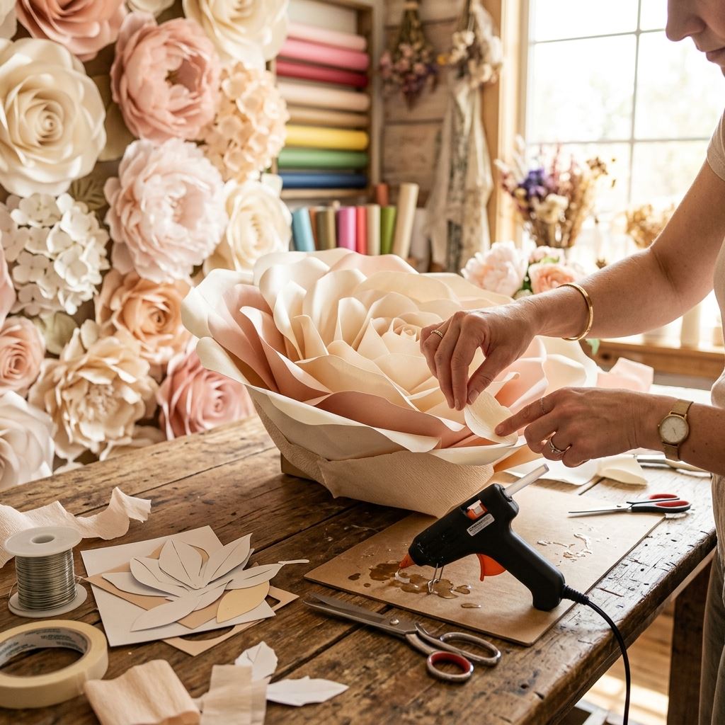Crafting detail for Giant Paper Flower Wall DIY: Build a Stunning Feature Wall