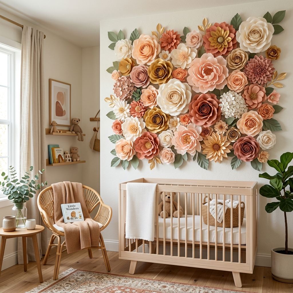 Completed display for Giant Paper Flower Wall DIY: Build a Stunning Feature Wall
