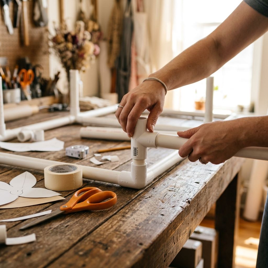 Crafting detail for How to Build a Sturdy PVC Stand for Giant Freestanding Flowers