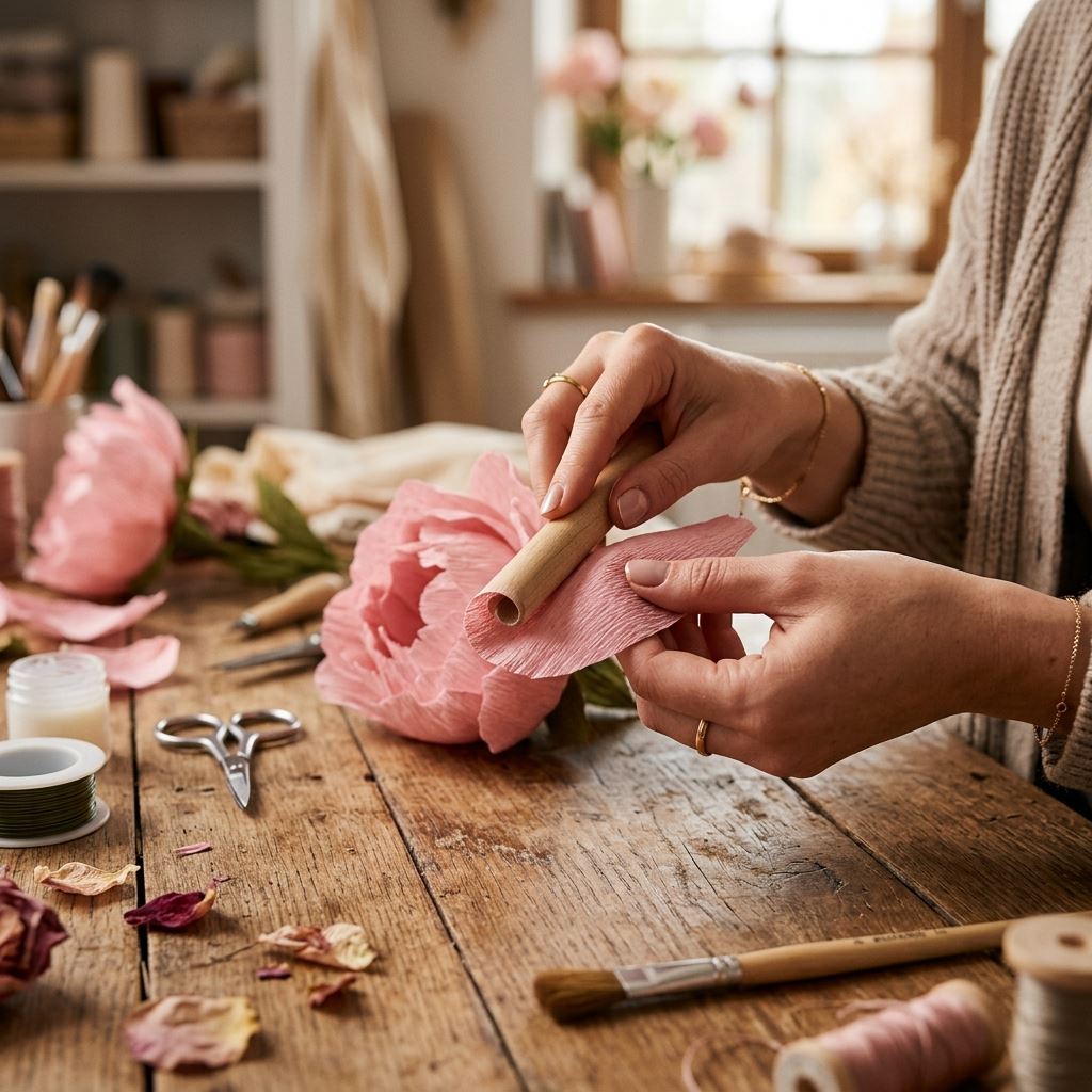 Crafting detail for How to Curl Giant Paper Flower Petals Without Tearing