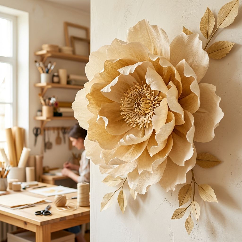 Completed display for How to Curl Giant Paper Flower Petals Without Tearing