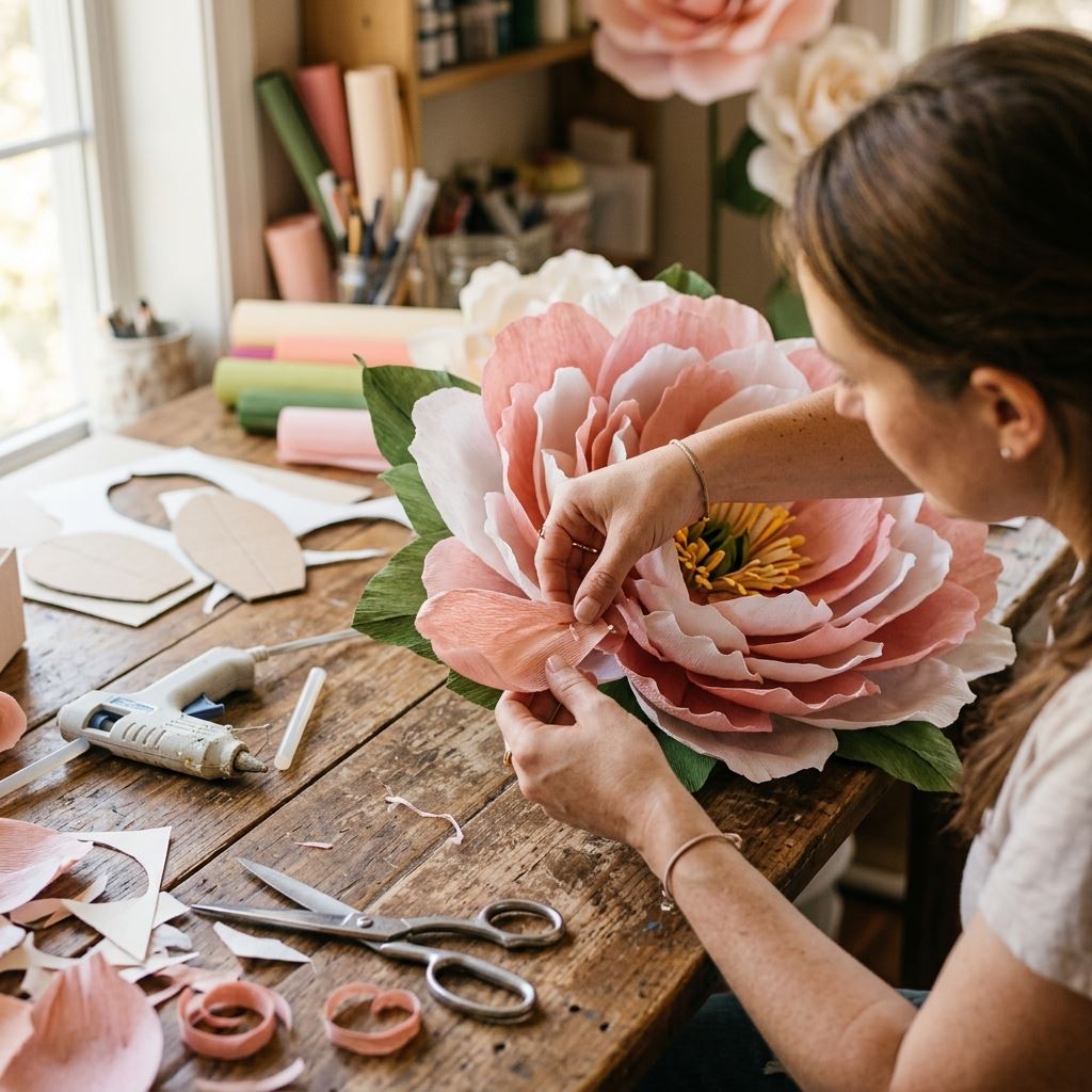 Crafting detail for How to Make Giant Flowers with Cardstock: The Complete Method
