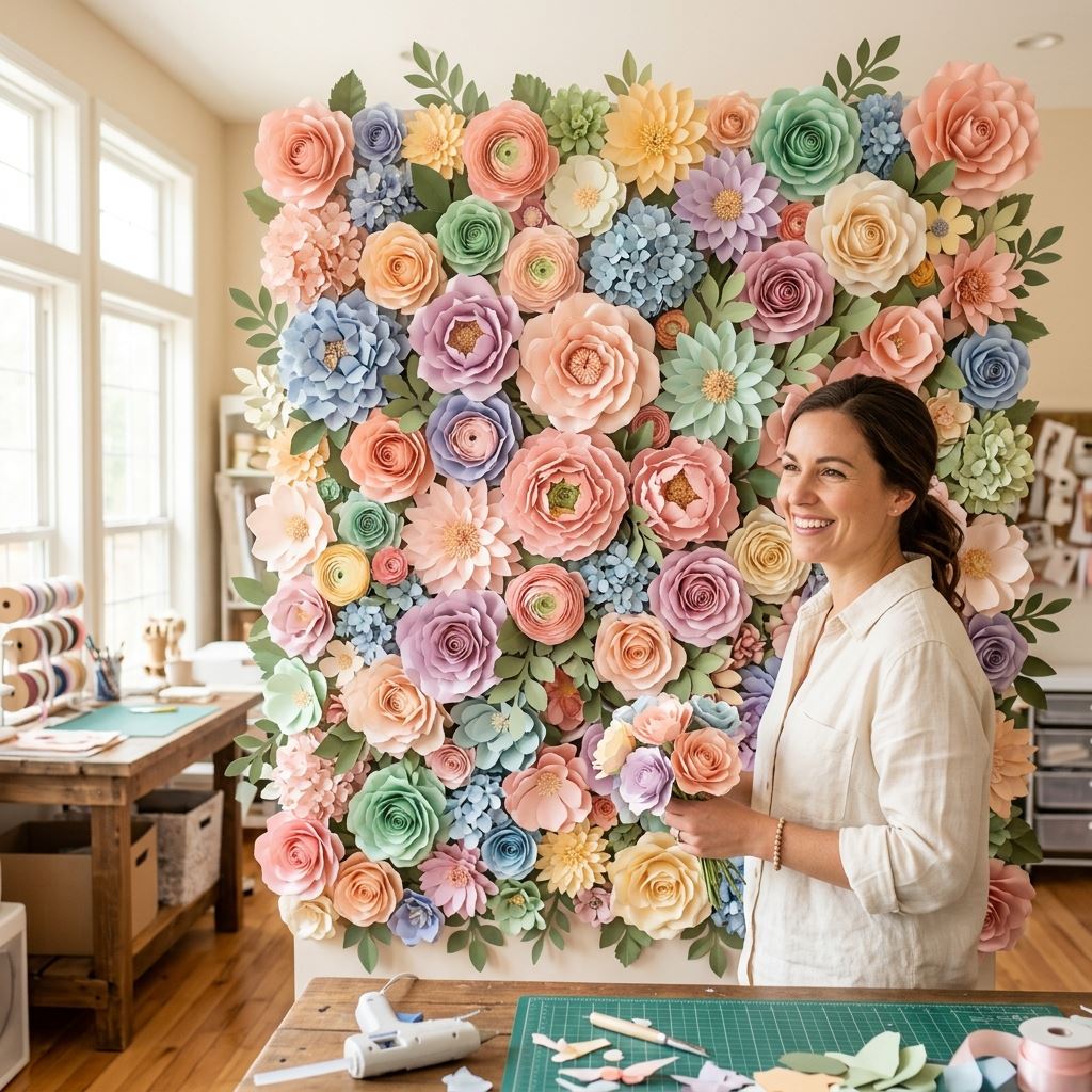 Completed display for How to Make Giant Paper Flowers: The Ultimate Beginner’s Guide