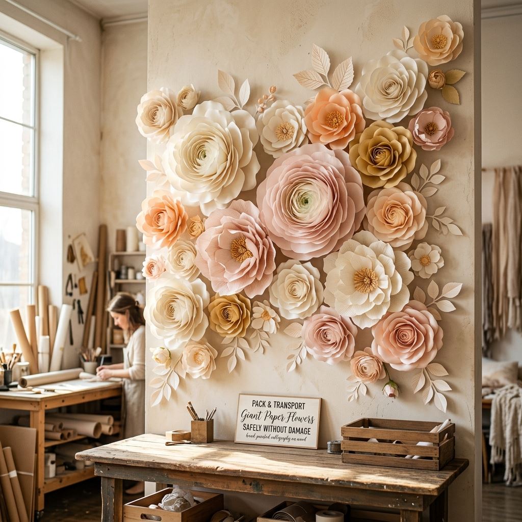 Completed display for How to Pack and Transport Giant Paper Flowers Safely Without Damage