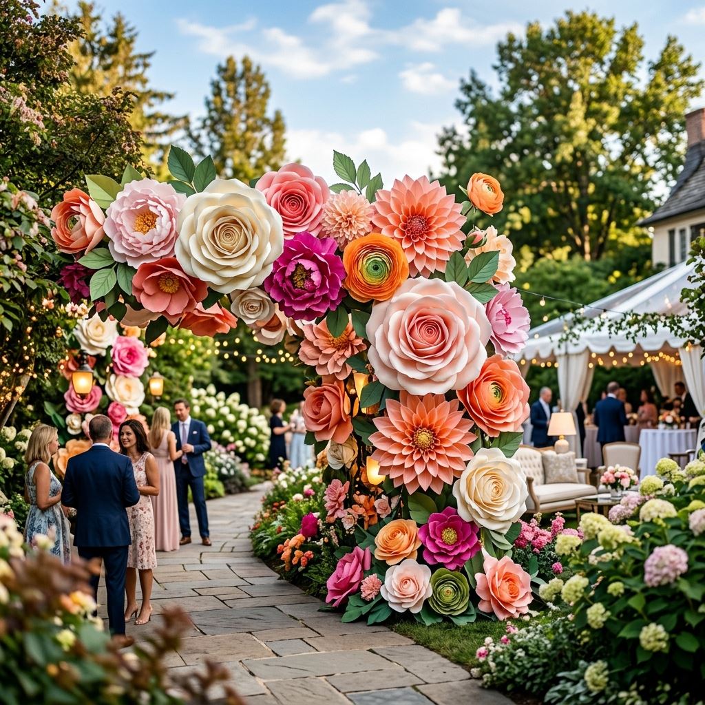 Completed display for How to Waterproof Giant Paper Flowers for Outdoor Events