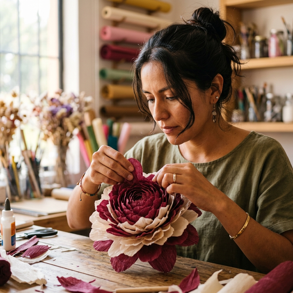 Hands-on learning for Giant Flowers Courses: Assembling a giant paper ranunculus