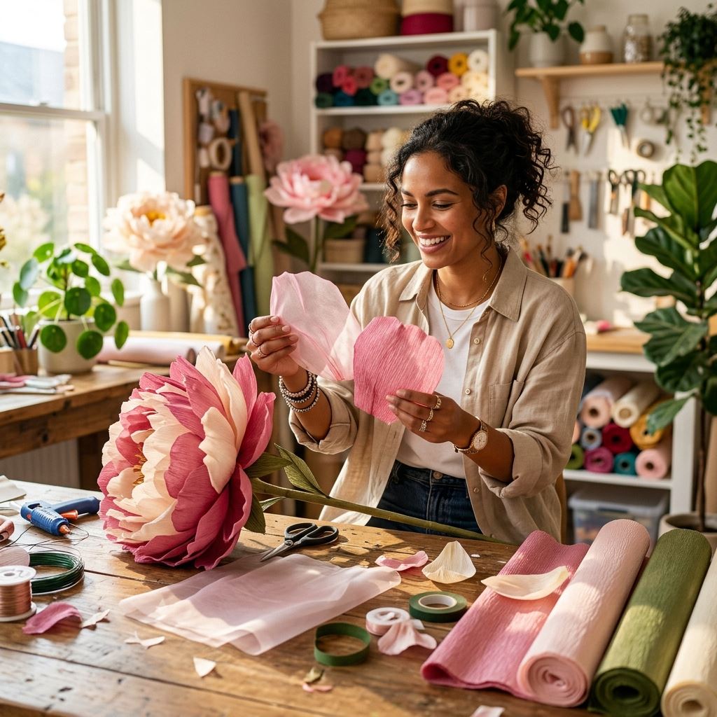 Featured image for Organza vs. Crepe Paper: Which is Best for Giant Flowers?