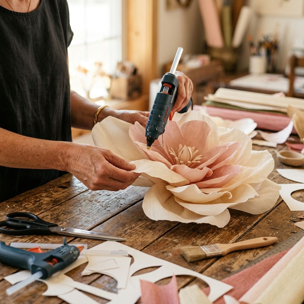 Crafting detail for Oversized Paper Flower Patterns for Dramatic Decor