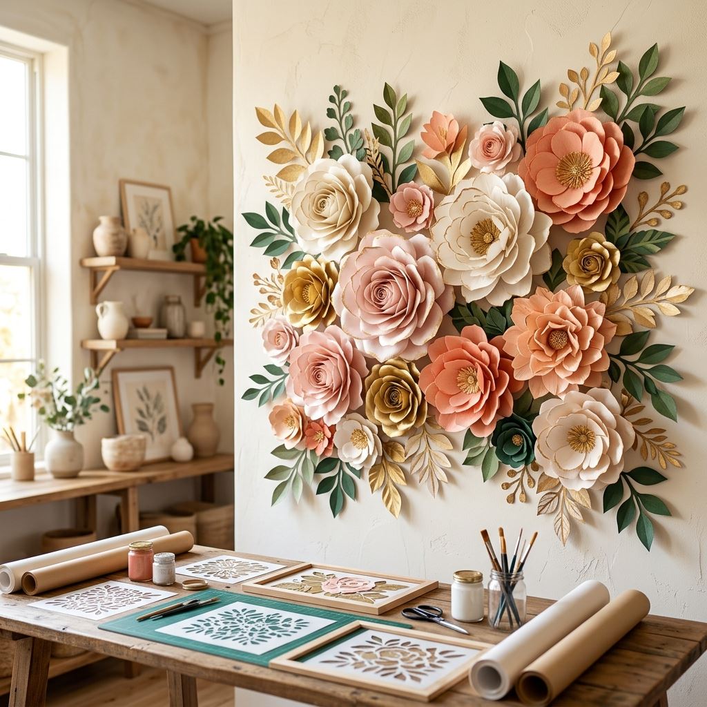 Completed display for Printable Giant Flower Stencils for Quick Crafting