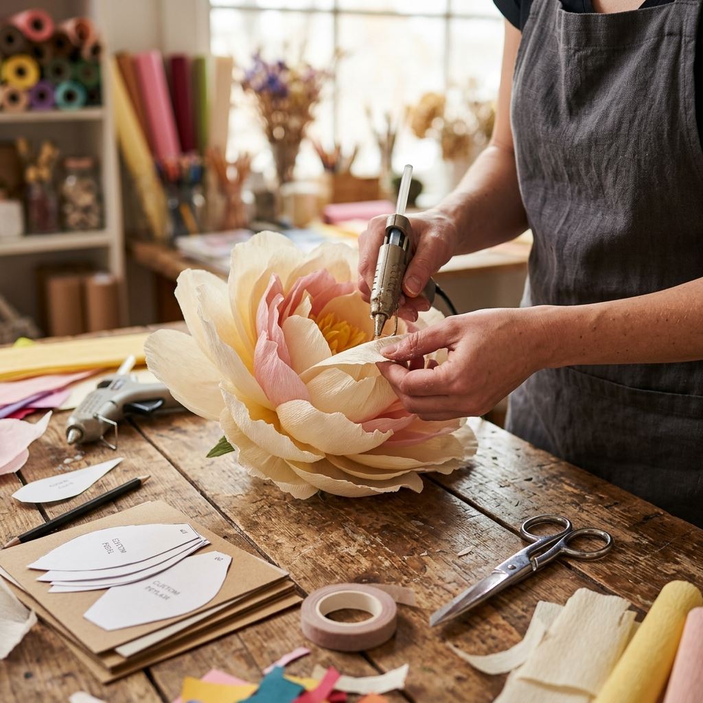 Crafting detail for The 5 Essential Tools for Giant Paper Flowers Every Crafter Needs