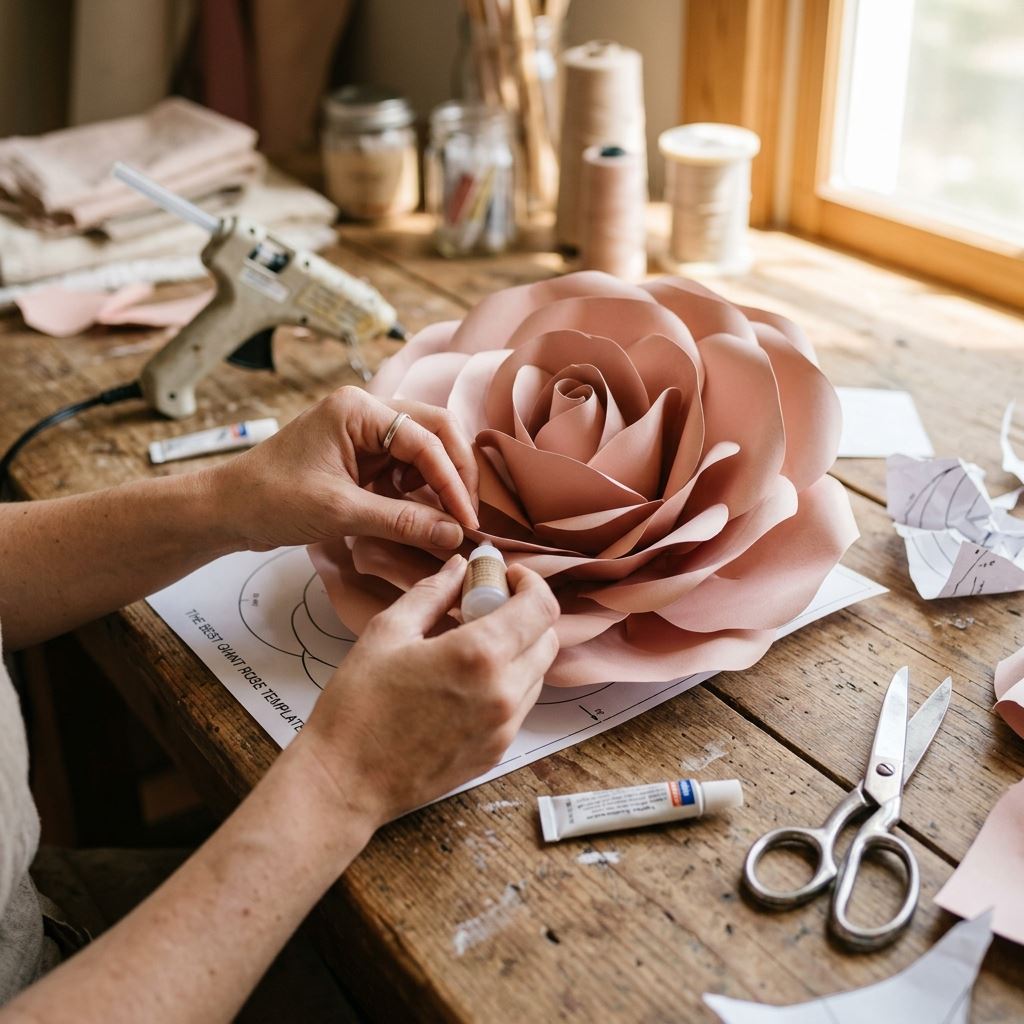 Crafting detail for The Best Giant Rose Template Printable: Master the Classic Bloom